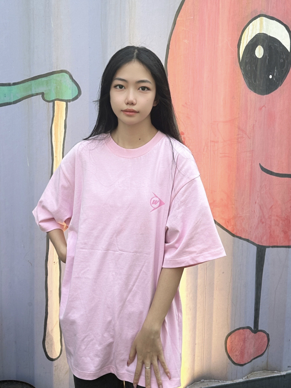 穿搭分享丨少女粉印花宽松t恤
