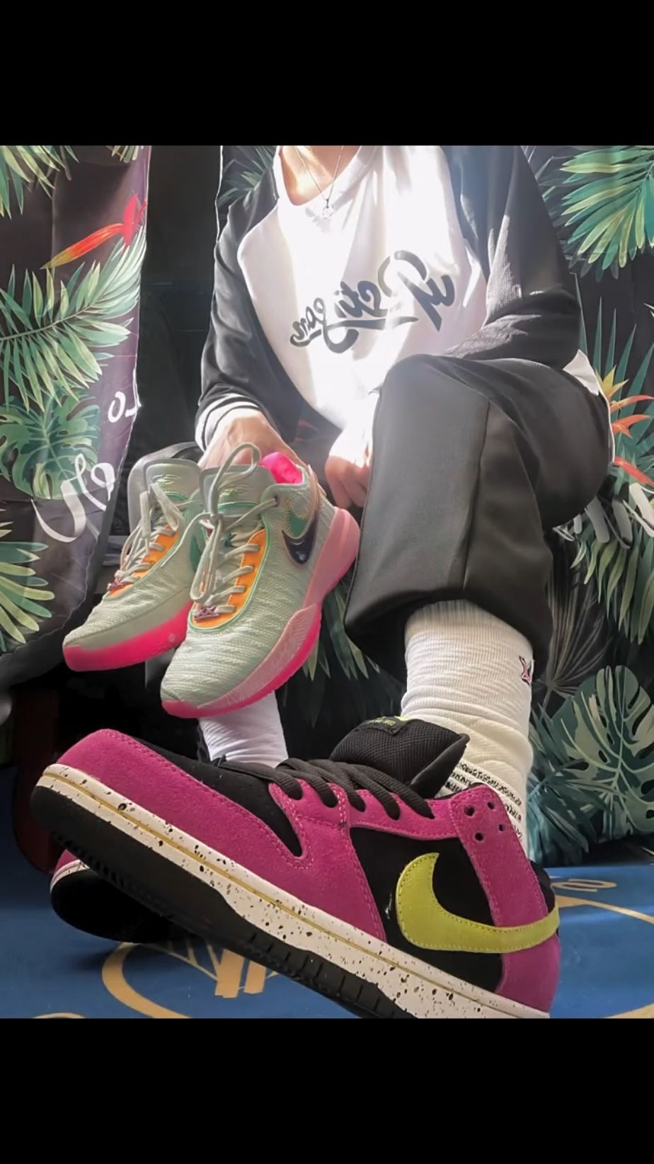 上脚NikeDunk粉黑配色太帅了真的！