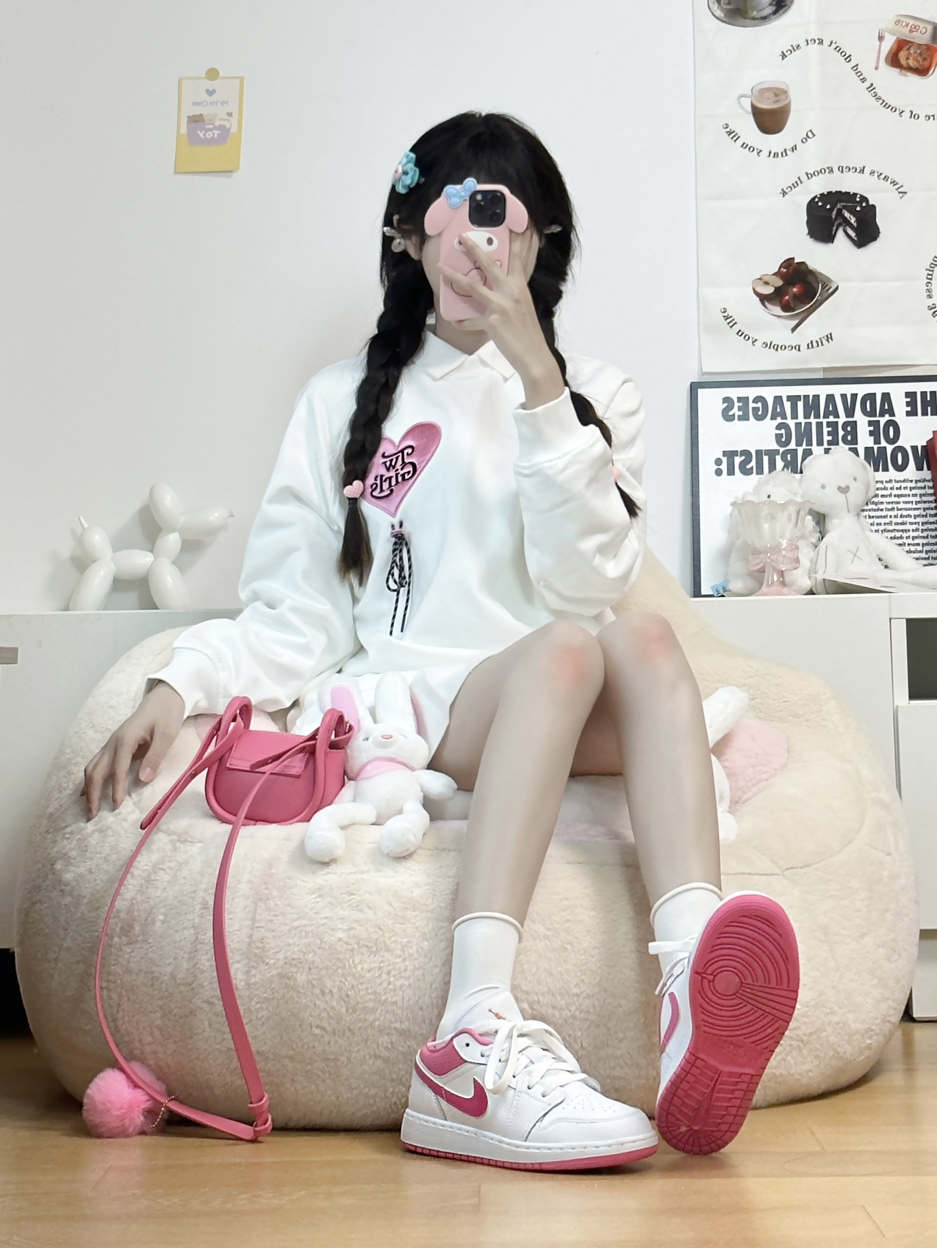 🤍💗甜妹日常 | 粉白配色aj low真的好少女！！