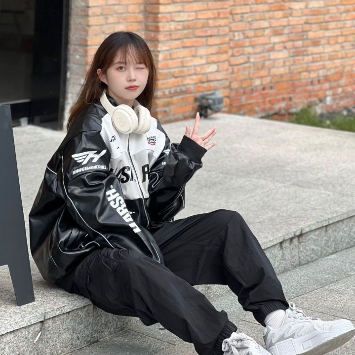 💥🔥爆款来袭！复古街头机车立领oversize赛车服仿皮夹克💥🔥