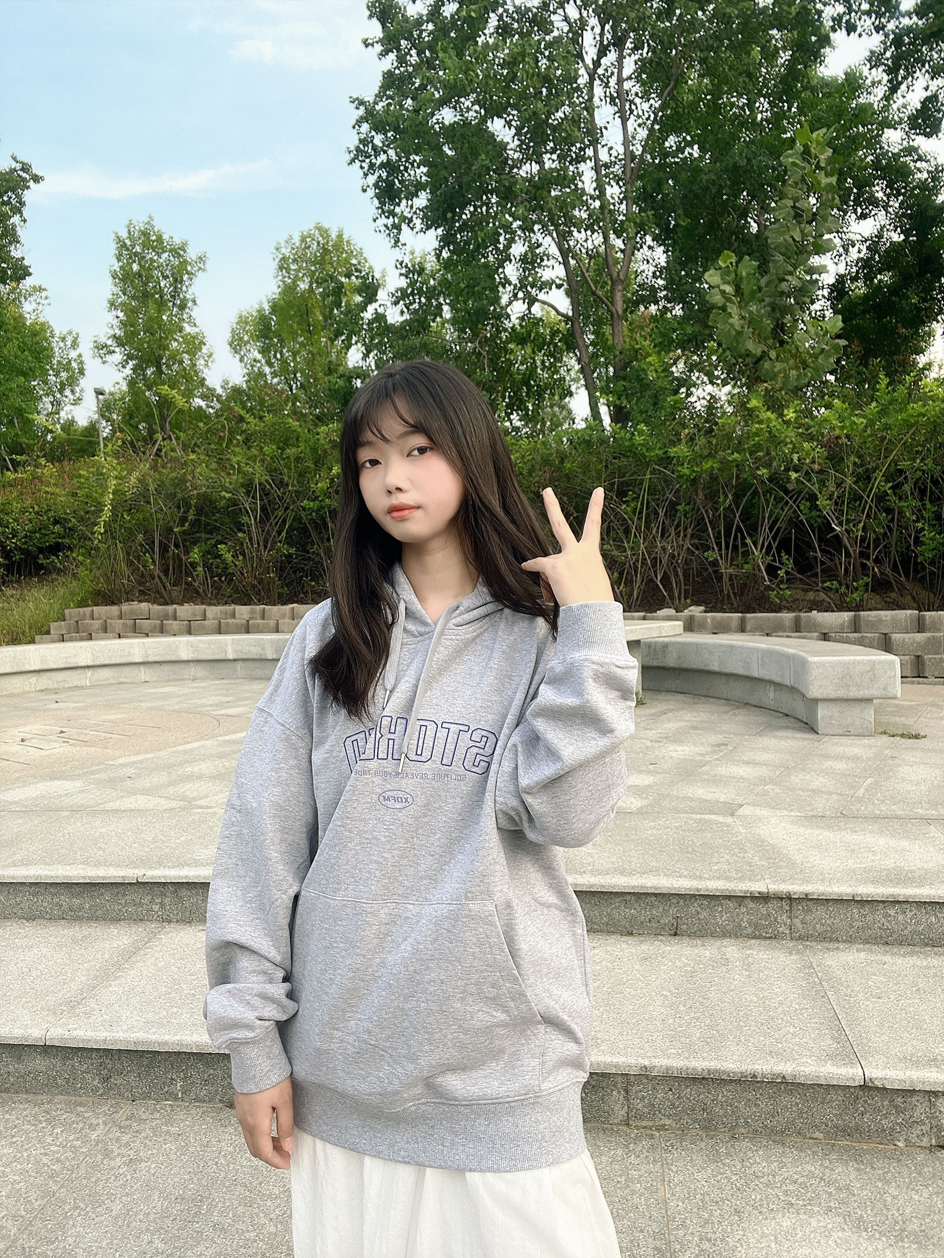 早秋 连帽卫衣 我准备好了 灰色很爱