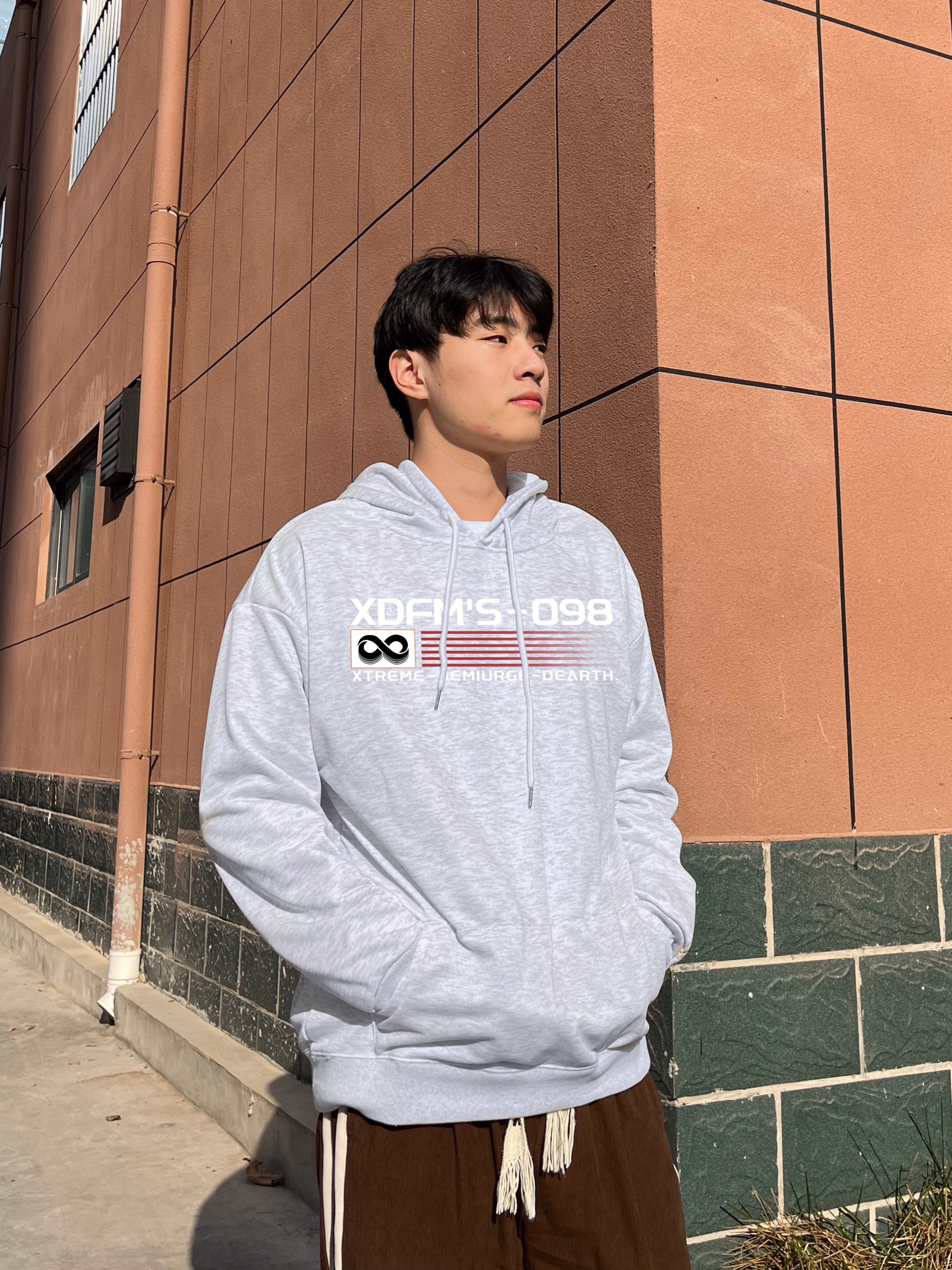 XDFM国潮美式重磅F字母印花连帽卫衣长袖帽衫上衣男女秋冬季情侣款