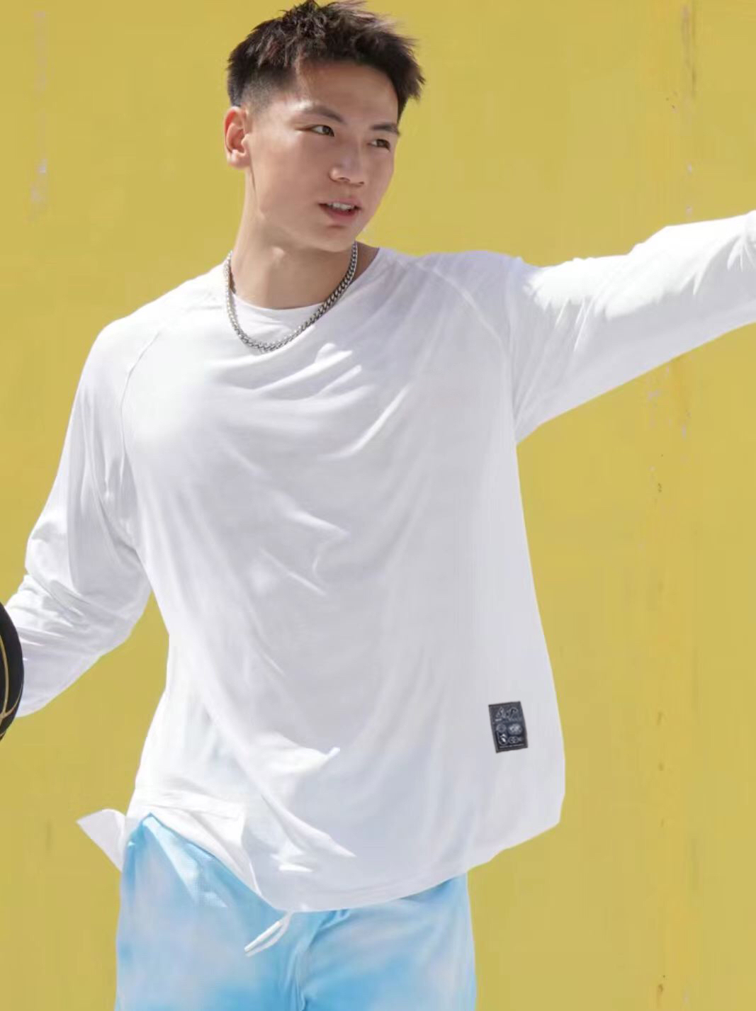 STNP纯色长袖吸湿排汗速干T恤篮球训练服美式休闲运动户外跑步宽松百搭打底衫