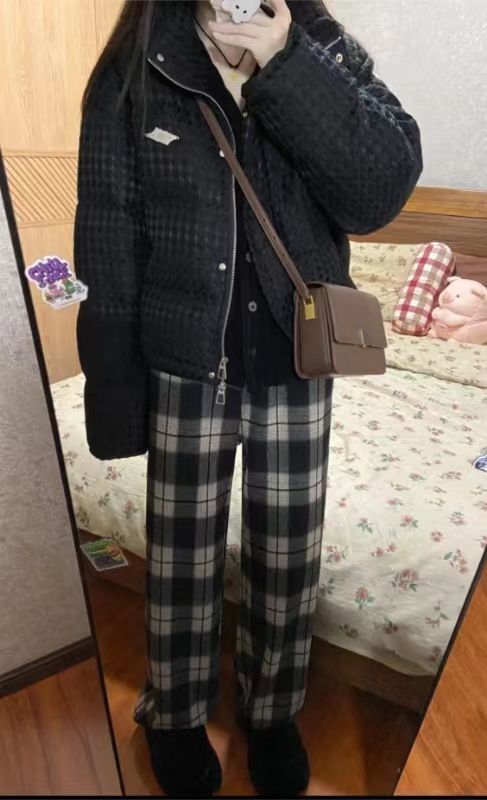 适合高个子的美式复古格子裤 好简约随性