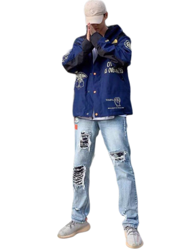 推荐商品：BRAIN DEAD X TNF Printed Mountain Jacket脑死亡联名冲锋衣 男女同款 蓝