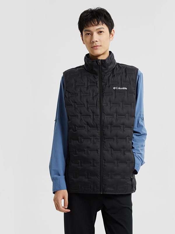 推荐商品：Columbia/哥伦比亚 银点 奥米·热能反射技术 户外拒水热压保暖650蓬羽绒立领无缝马甲背心 WE1218 WE4253 黑
