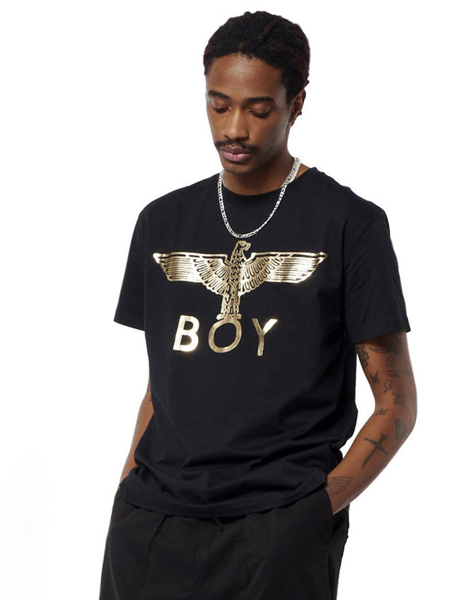 推荐商品：Boy London 烫金LOGO印花罗盘圆领短袖T恤 BOYDX01 黑金