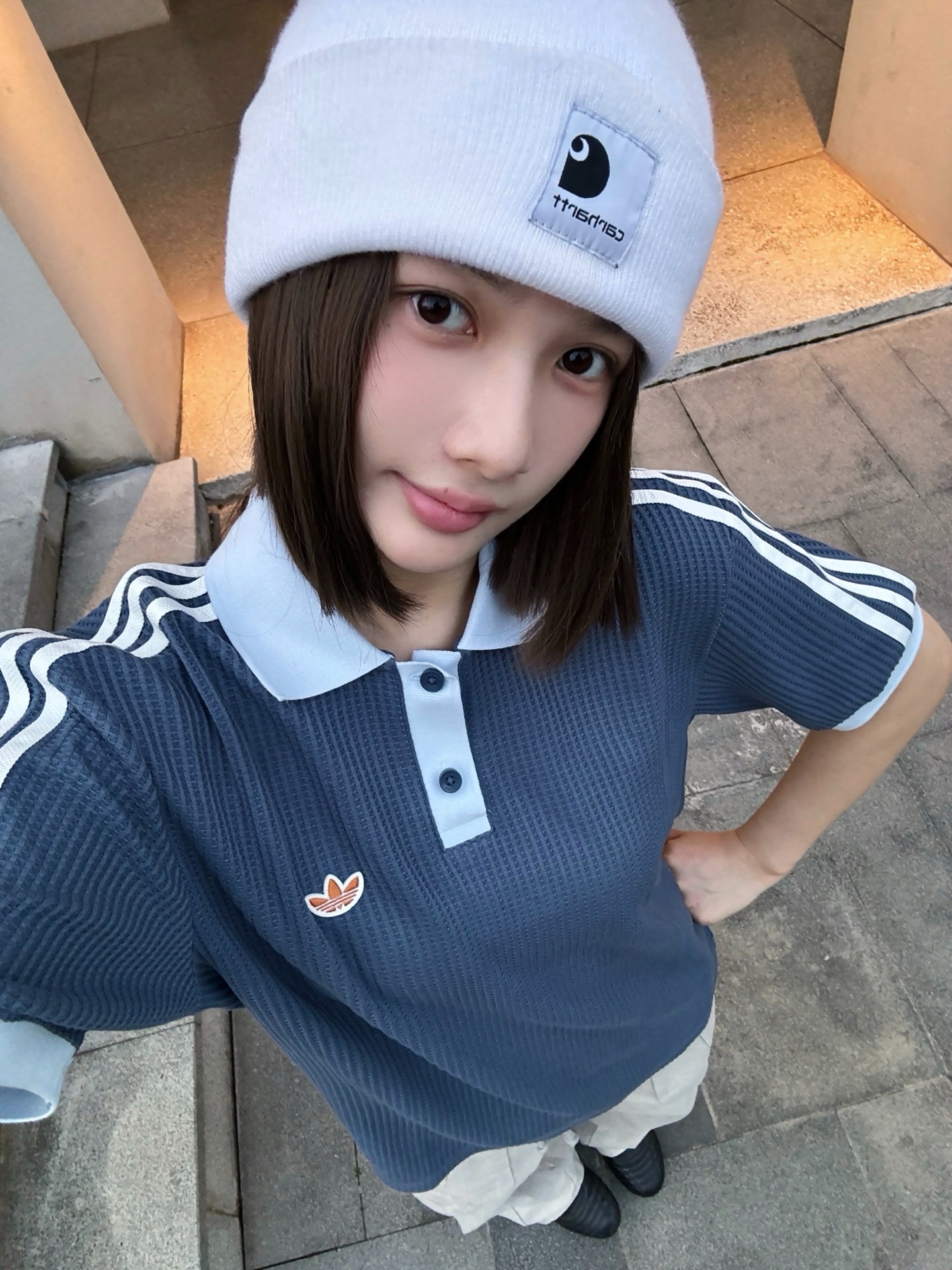 雾霾蓝Polo+工装裤夏日复古又清爽