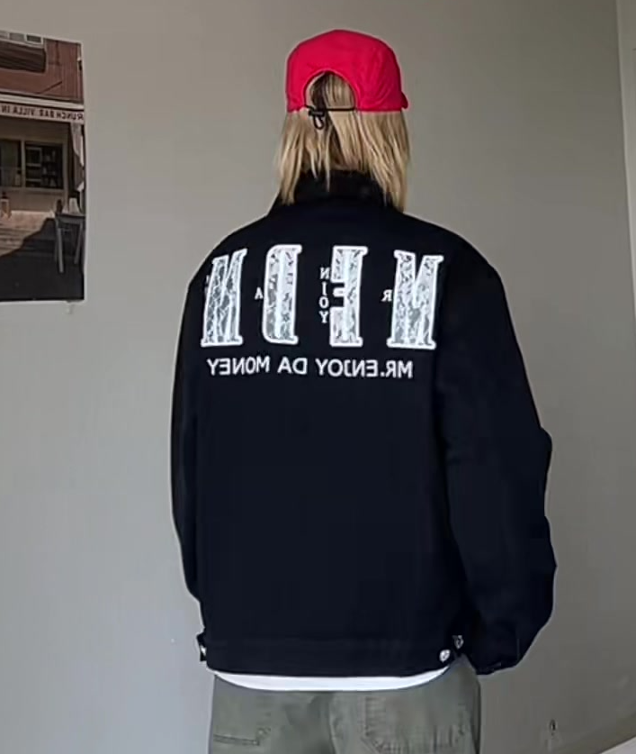 MEDM蕾丝字母M外套🧥美式松弛感早秋工装夹克