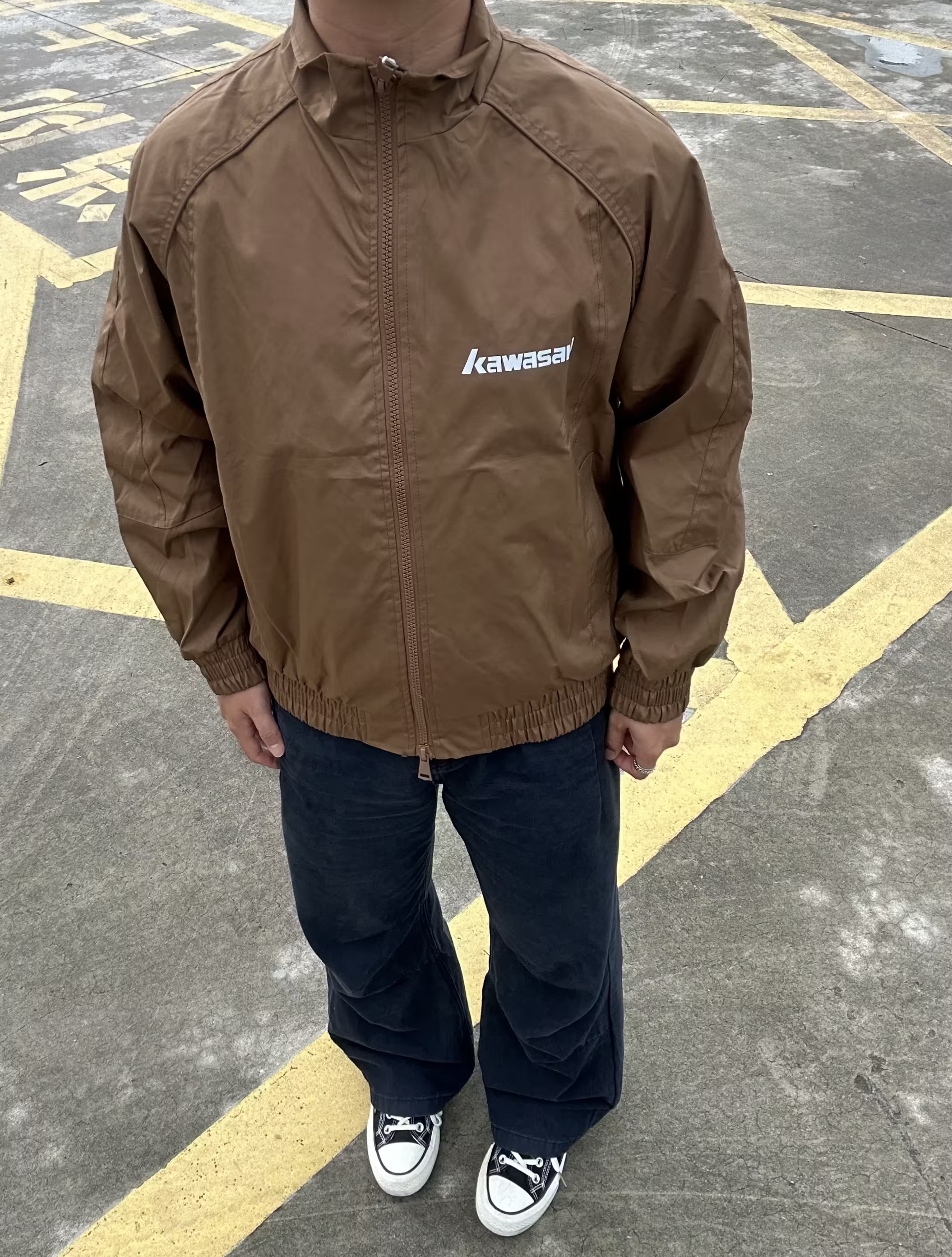 🏍️kawasaki川崎立领夹克 复古棕色机车风男生早秋外套