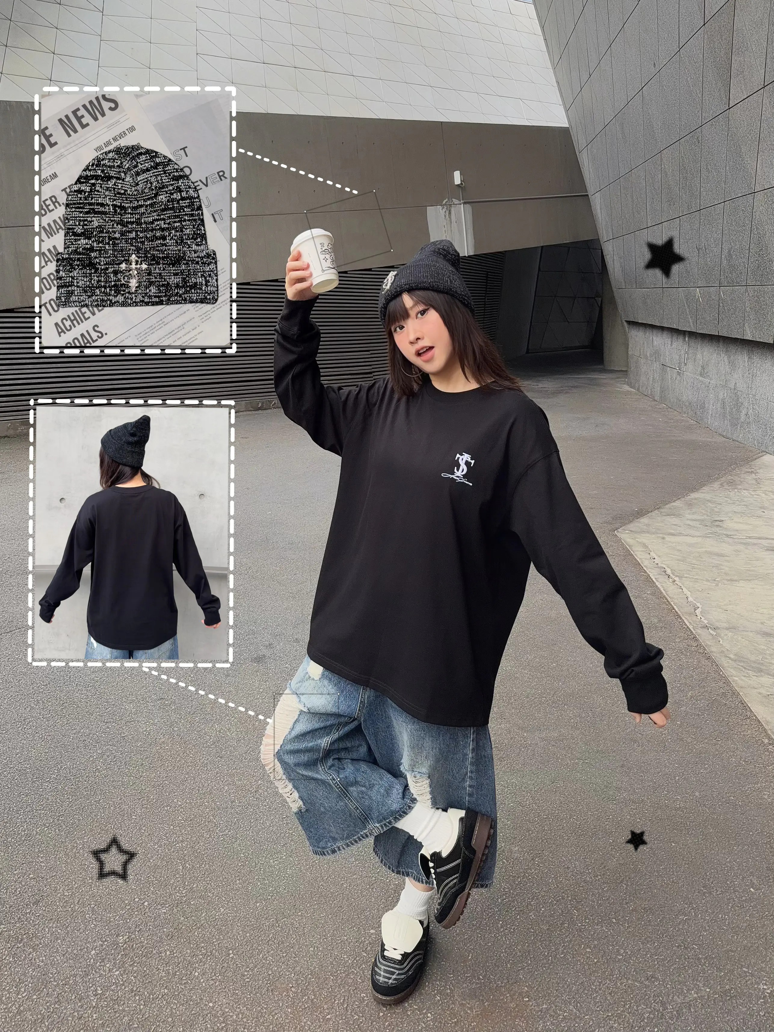 秋日阿普瑞风Online🗝️美式长袖搭针织帽🪐有点帅！