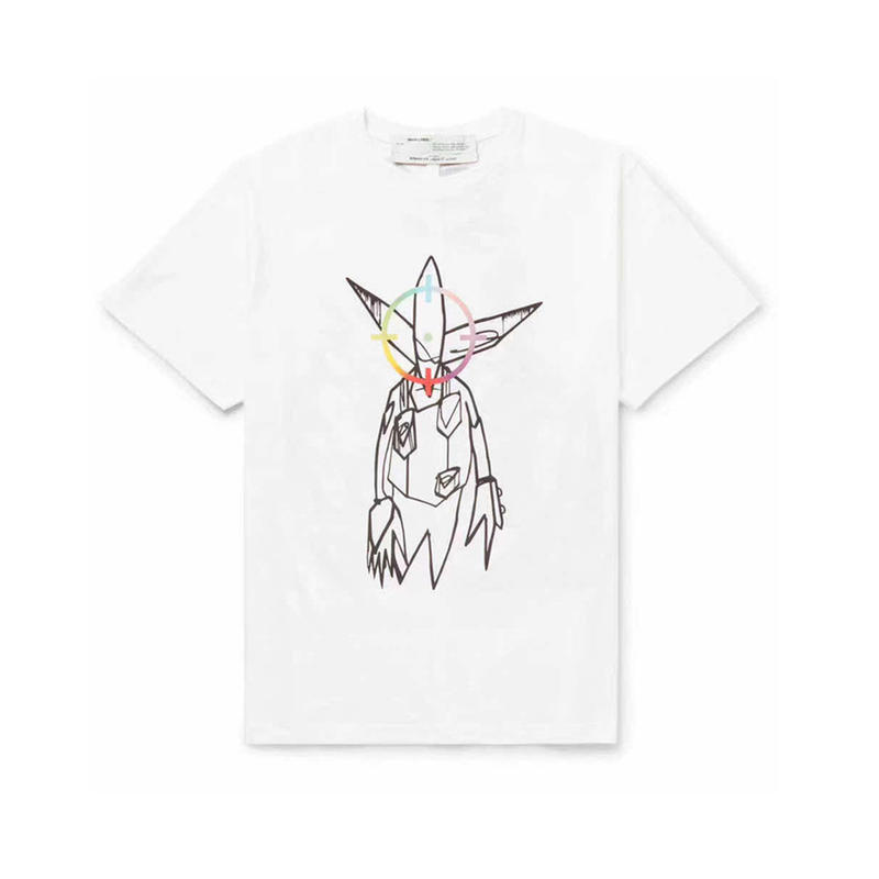 OFF-WHITE x Futura 艺术家联名款涂鸦彩虹箭头外星人图案印花短袖t恤 男女同款