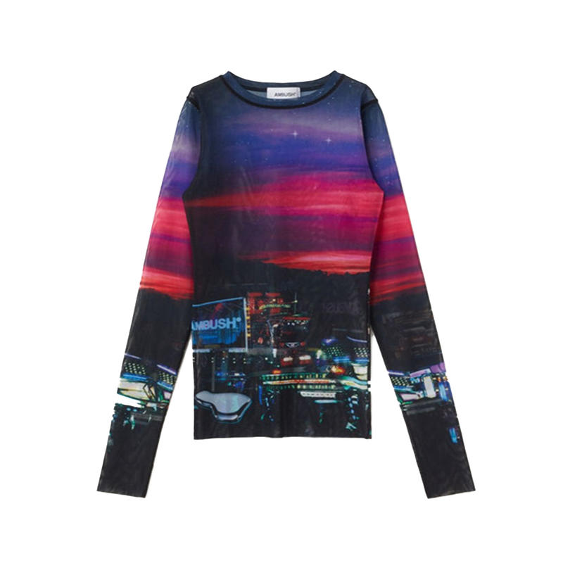 AMBUSH PRINTED POWER MESH TOP 印花紧身T恤