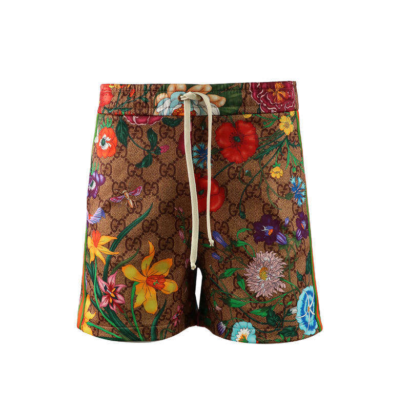 Gucci/古奇 碎花GG花卉印花抽绳系带短裤 男女同款