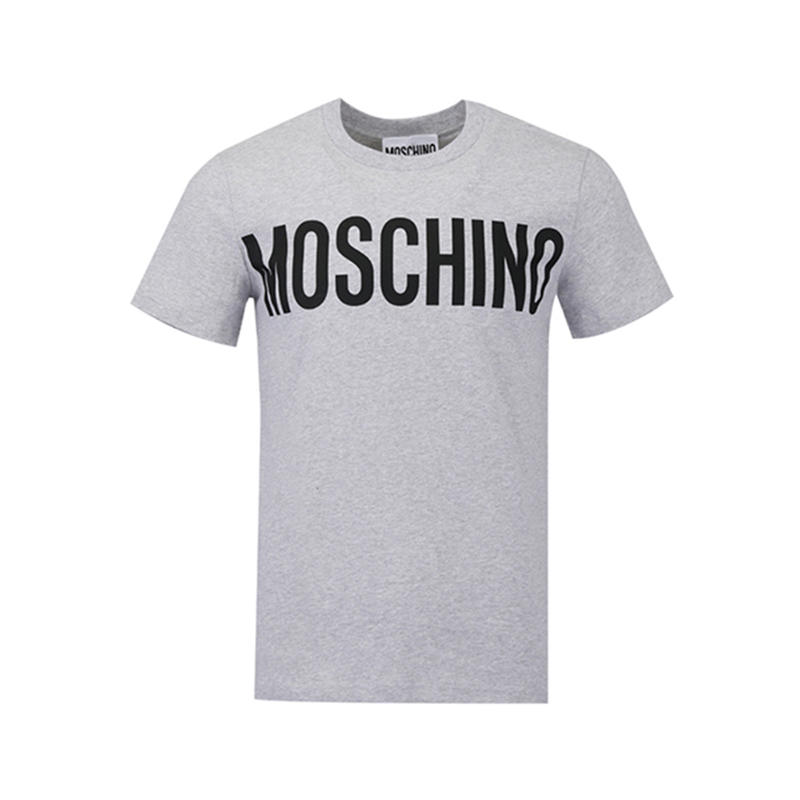 Moschino 字母印花Logo平纹针织套头圆领短袖T恤 男女同款