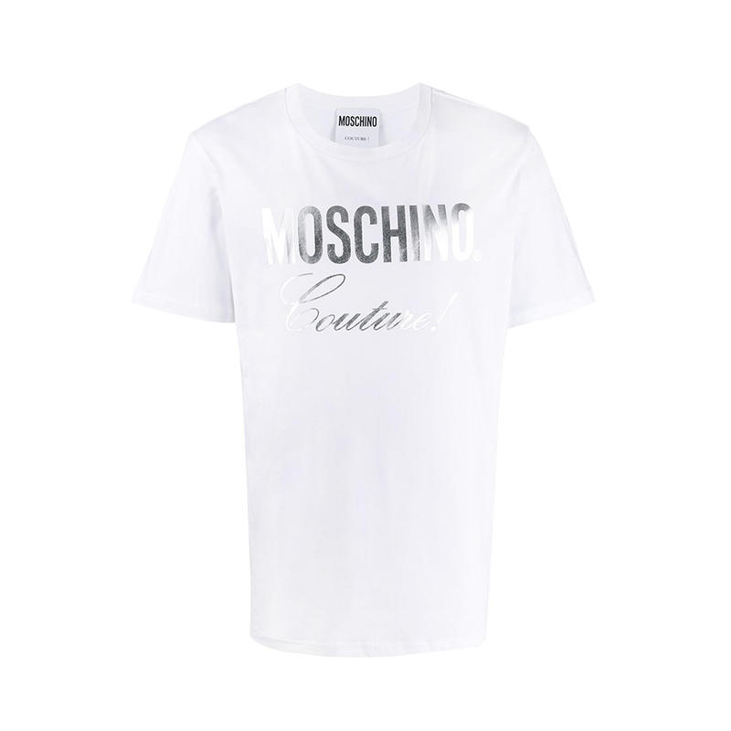 莫斯奇诺MOSCHINO 金属感logo印花短袖T恤 男女同款