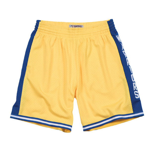 Mitchell Ness 勇士队1974-75年SW客场复古球迷版球裤运动短裤 SMSHGS18229-GSWYELL74