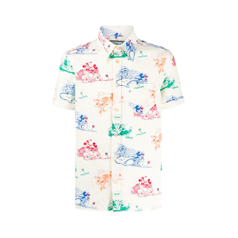 Gucci x Disney 米奇老鼠印花男短袖衬衫