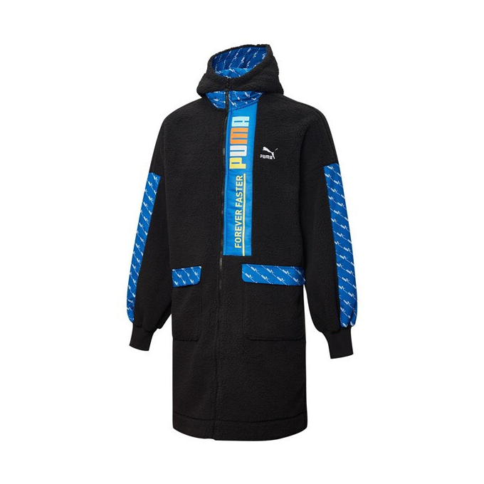 Puma 男女同款复古仿羊羔绒连帽情侣夹克 532171