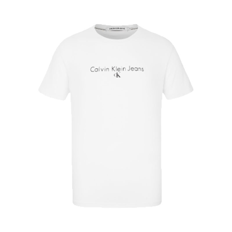 Calvin Klein 全棉光滑胶质字母印花透气情侣圆领短袖T恤 男女同款 J318472