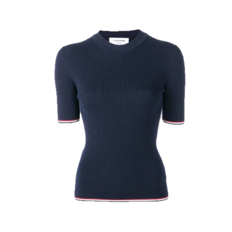 Thom Browne 羊毛修身圆领简约百搭短袖T恤 男女同款 FKA234A-00014