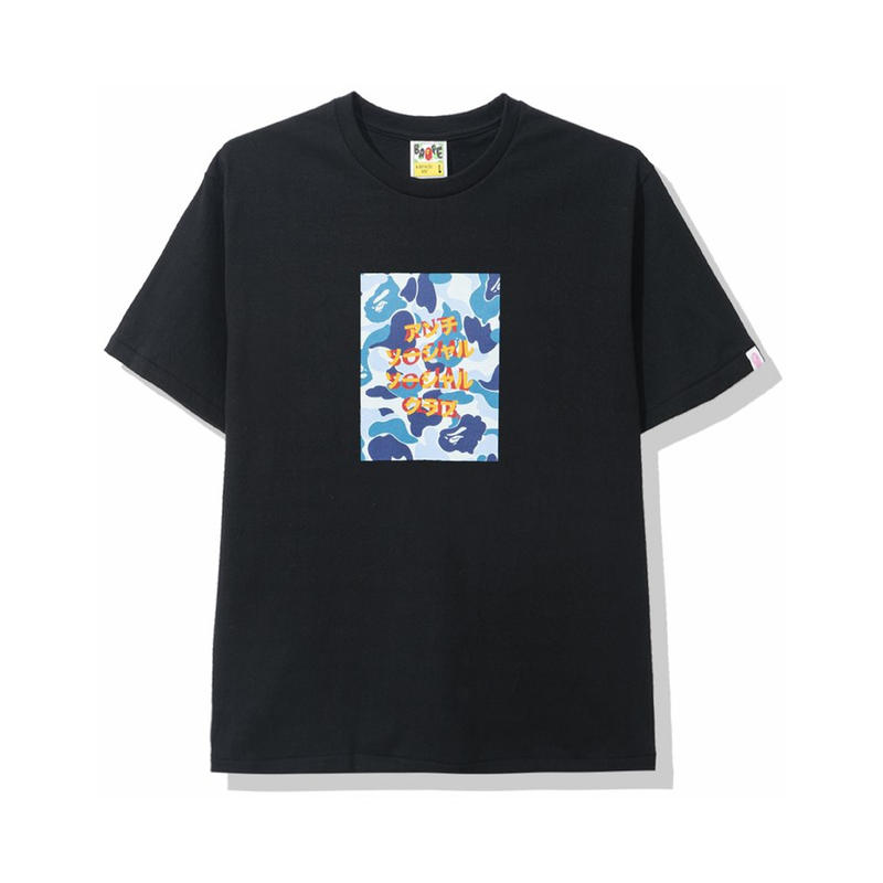 BAPE X Anti Social Social Club ABC Camo Box Tee Black/Blue 休闲短袖T恤 男女同款
