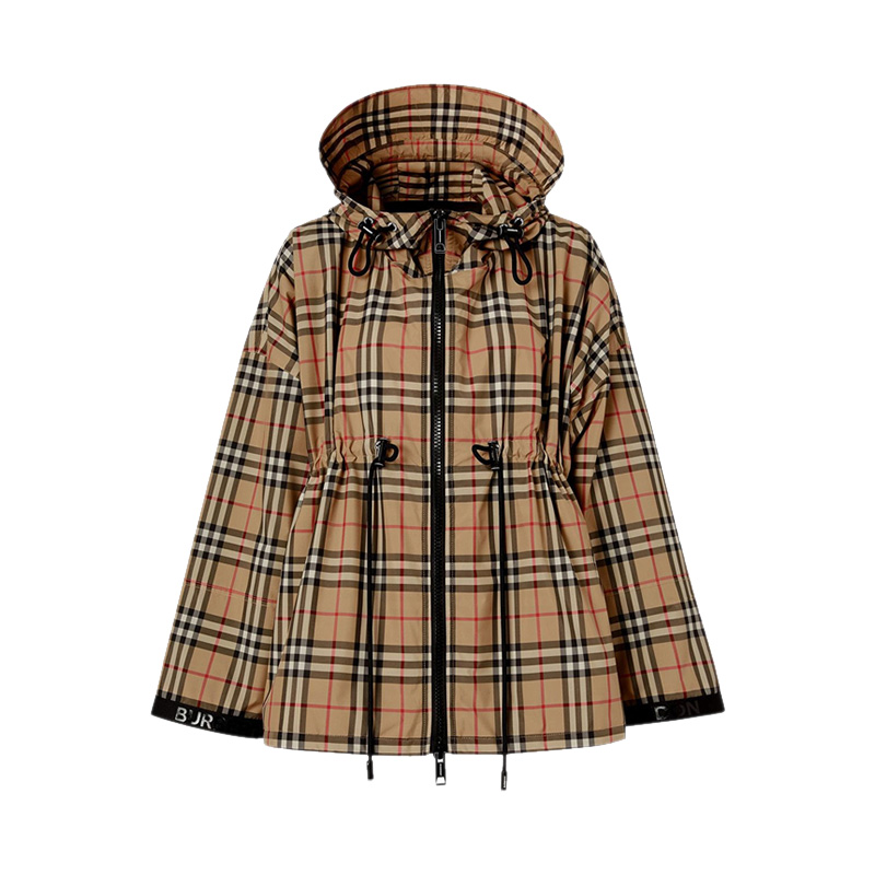 Burberry 博柏利 女士徽标格纹连帽夹克