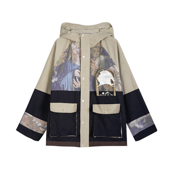 Bosie Agender 复古印花连帽夹克 男女同款 12010308031