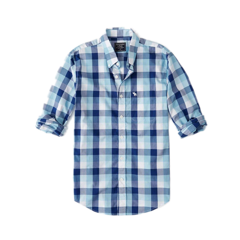 Abercrombie Fitch 修身府绸长袖休闲衬衫 男女同款