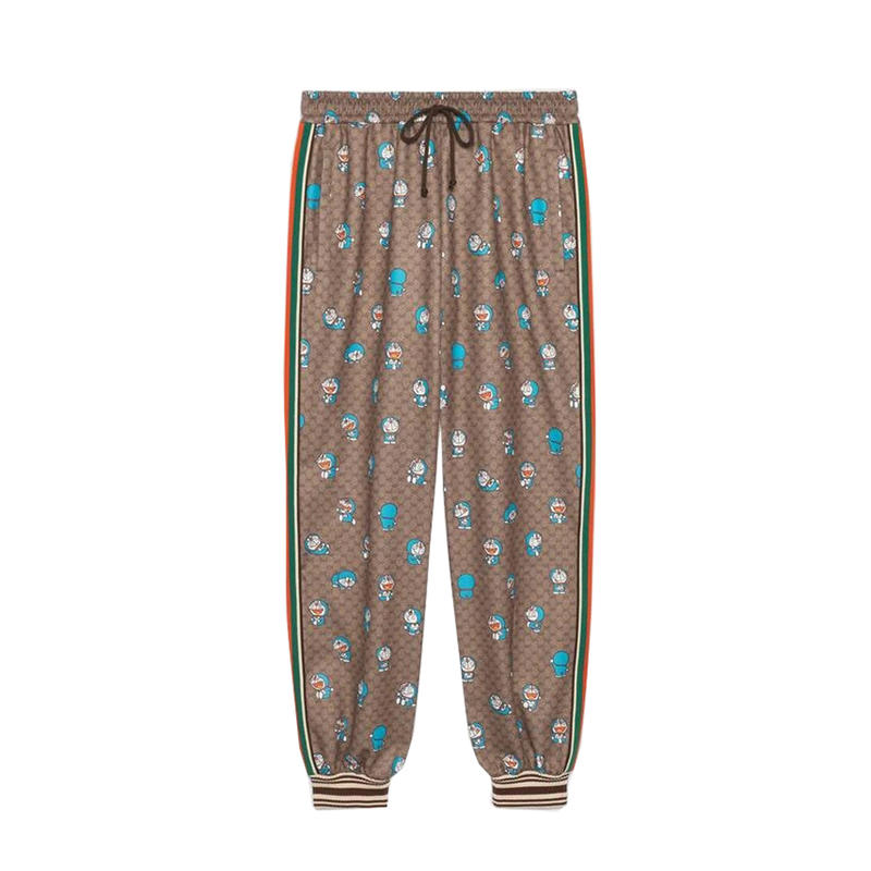 Gucci/古驰 X DORAEMON/多啦A梦 联名款 满印logo印花束脚休闲长裤 男女同款