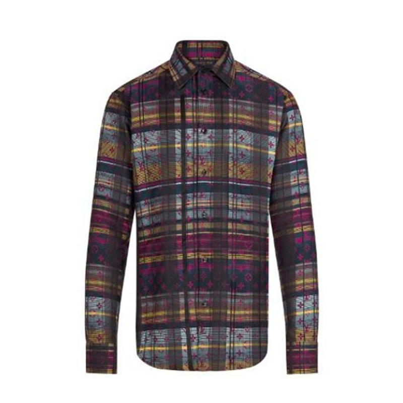 LOUIS VUITTON 格纹满印LOGO长袖衬衫 男女同款