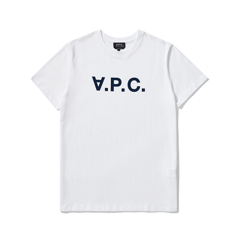 A.P.C. 字母印花平纹棉质植绒套头圆领直筒短袖T恤 男女同款