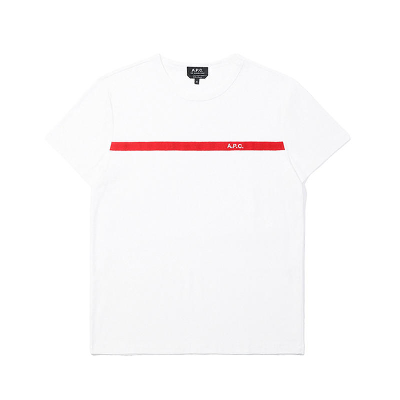 A.P.C. 纯色LOGO刺绣饰条圆领短袖T恤 男女同款