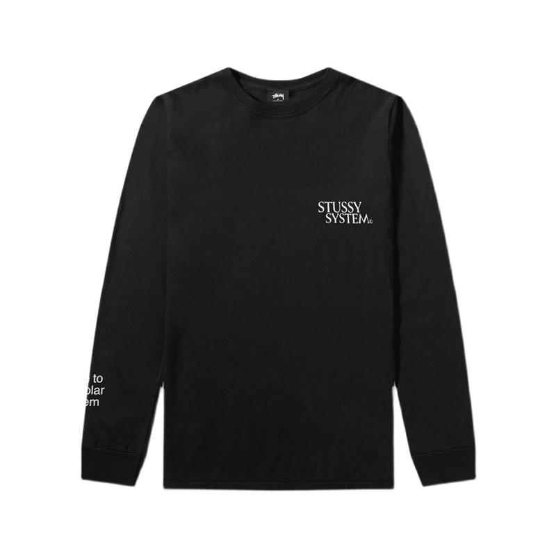 STUSSY MEN SOLAR SYSTEAM PIGMENT DYED银河系细节印花长袖T恤