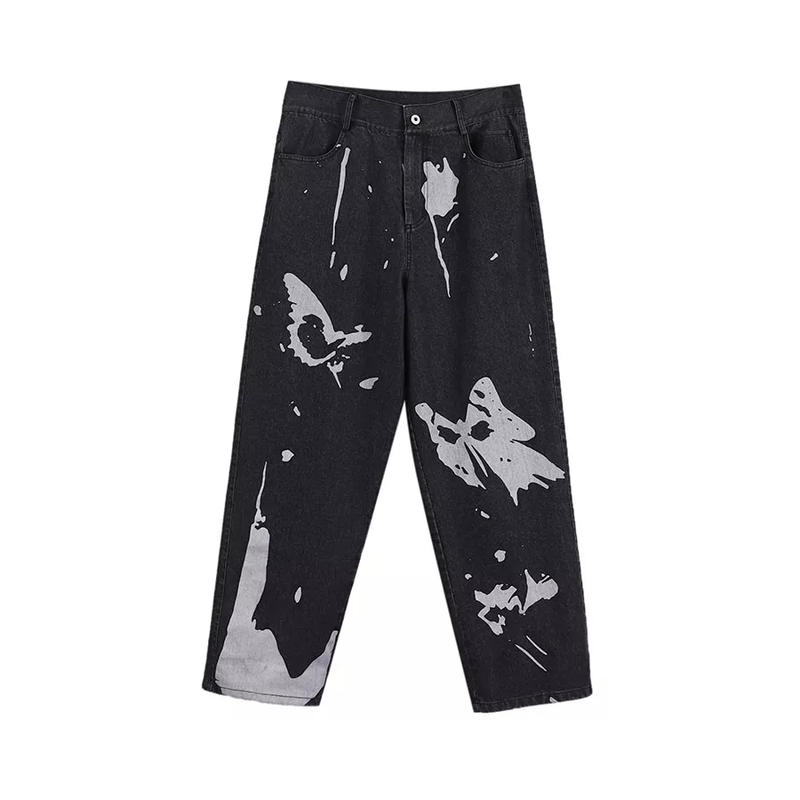 F426 抽象蝴蝶泼墨牛仔裤 BDCK21S-2554