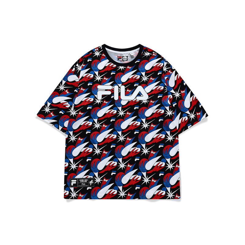 FILA 情侣时尚印花宽松短袖T恤 男女同款 T11U135103F