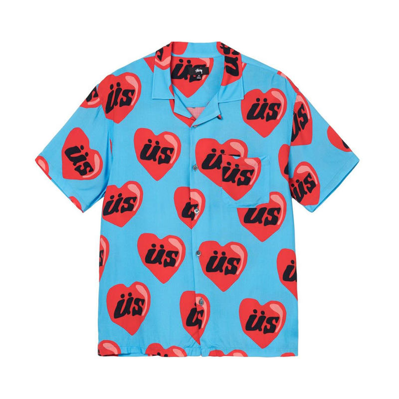 Stussy X cpfm heart s/s shirt 联名满印印花短袖衬衫