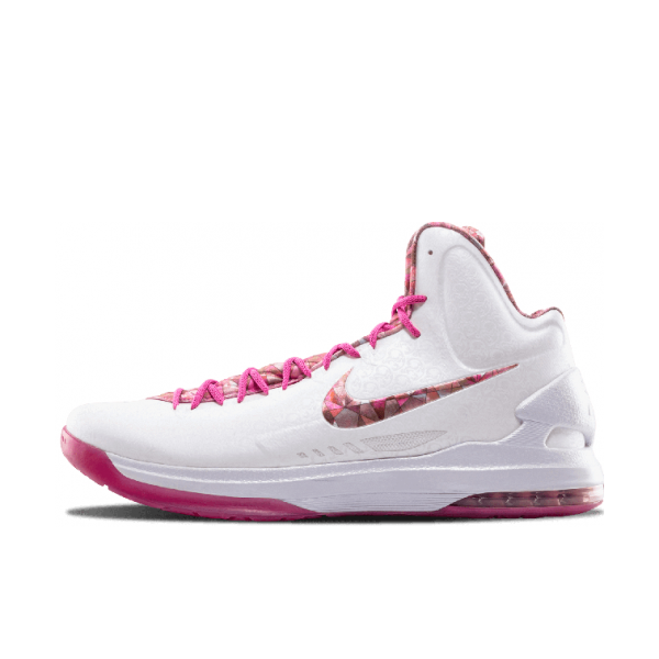推荐商品：Nike Zoom KD 5 轻便舒适 防滑耐磨 圆头 织物 合成革 实战 篮球鞋 Aunt Pearl 白粉