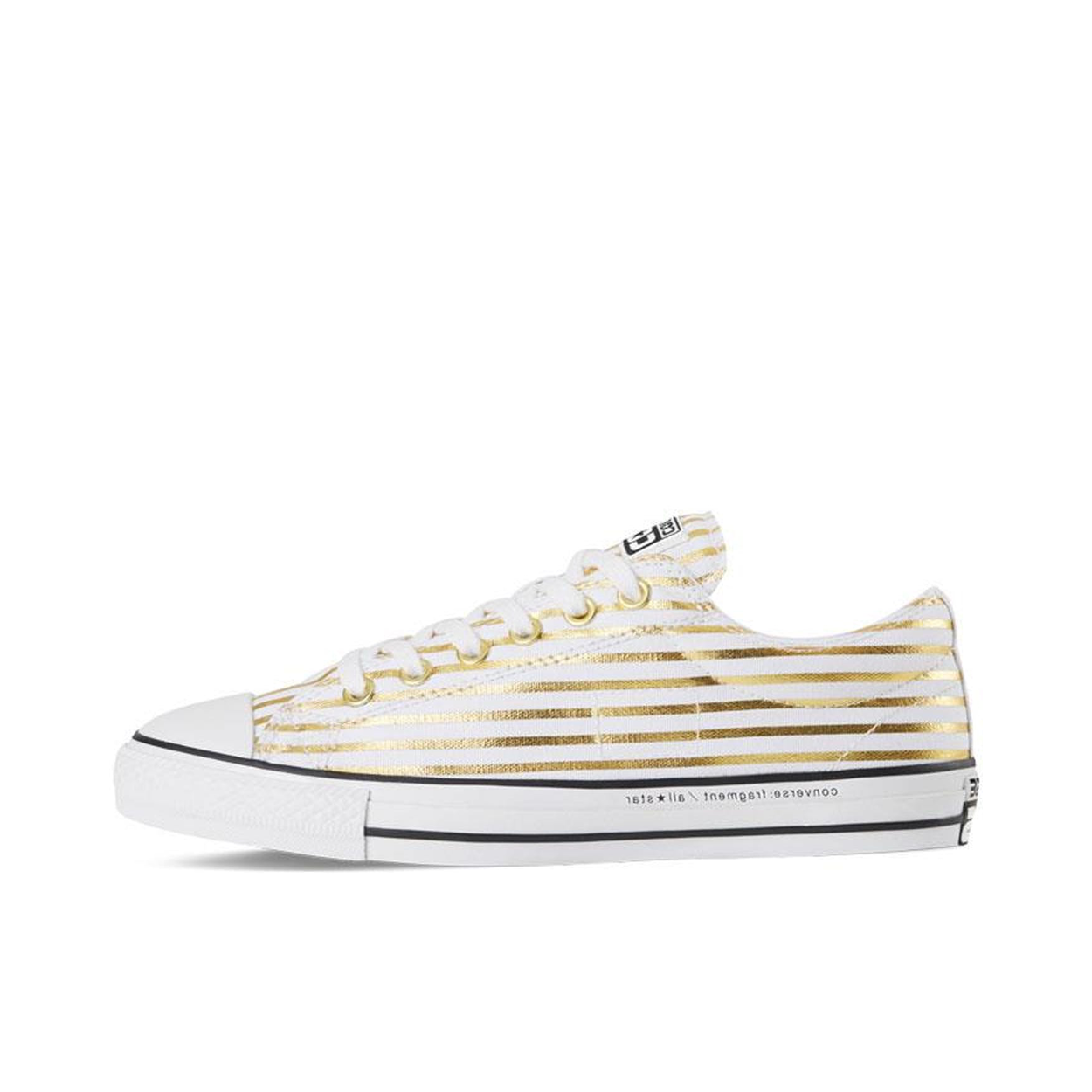 推荐商品：Converse/匡威 Chuck Taylor All Star 帆布鞋 常青款轻便防滑耐磨百搭复古圆头减震贴合高帮 CTS OX Low Fragment White Gold  低帮/藤原浩联名/白色/金色