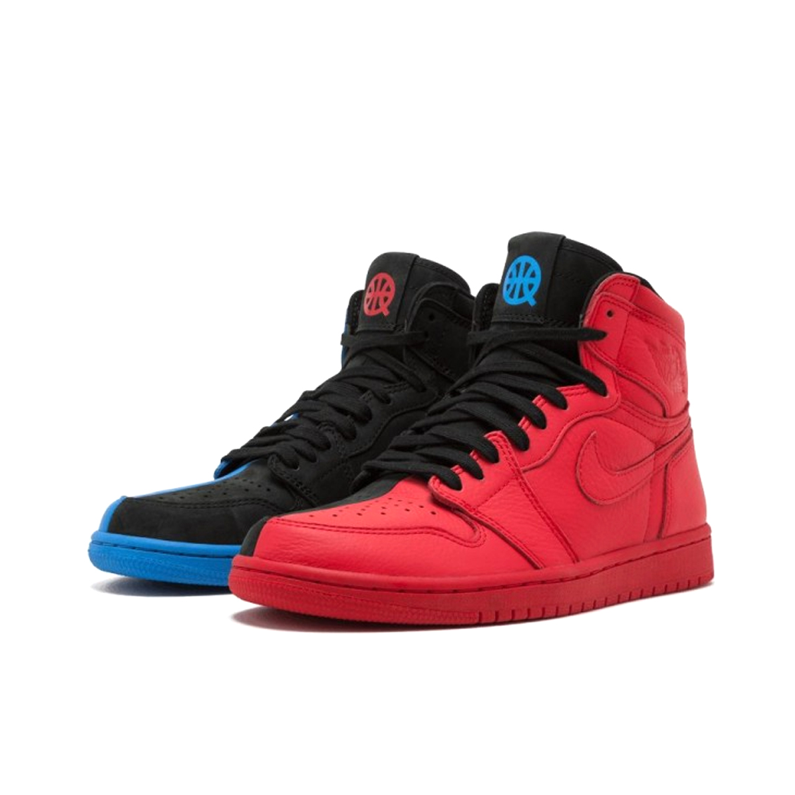 推荐商品：Air Jordan 1 板鞋 运动休闲鞋 复古潮流支撑合成革 High OG Quai54 (F&F) 高帮/街球鸳鸯/蓝红黑
