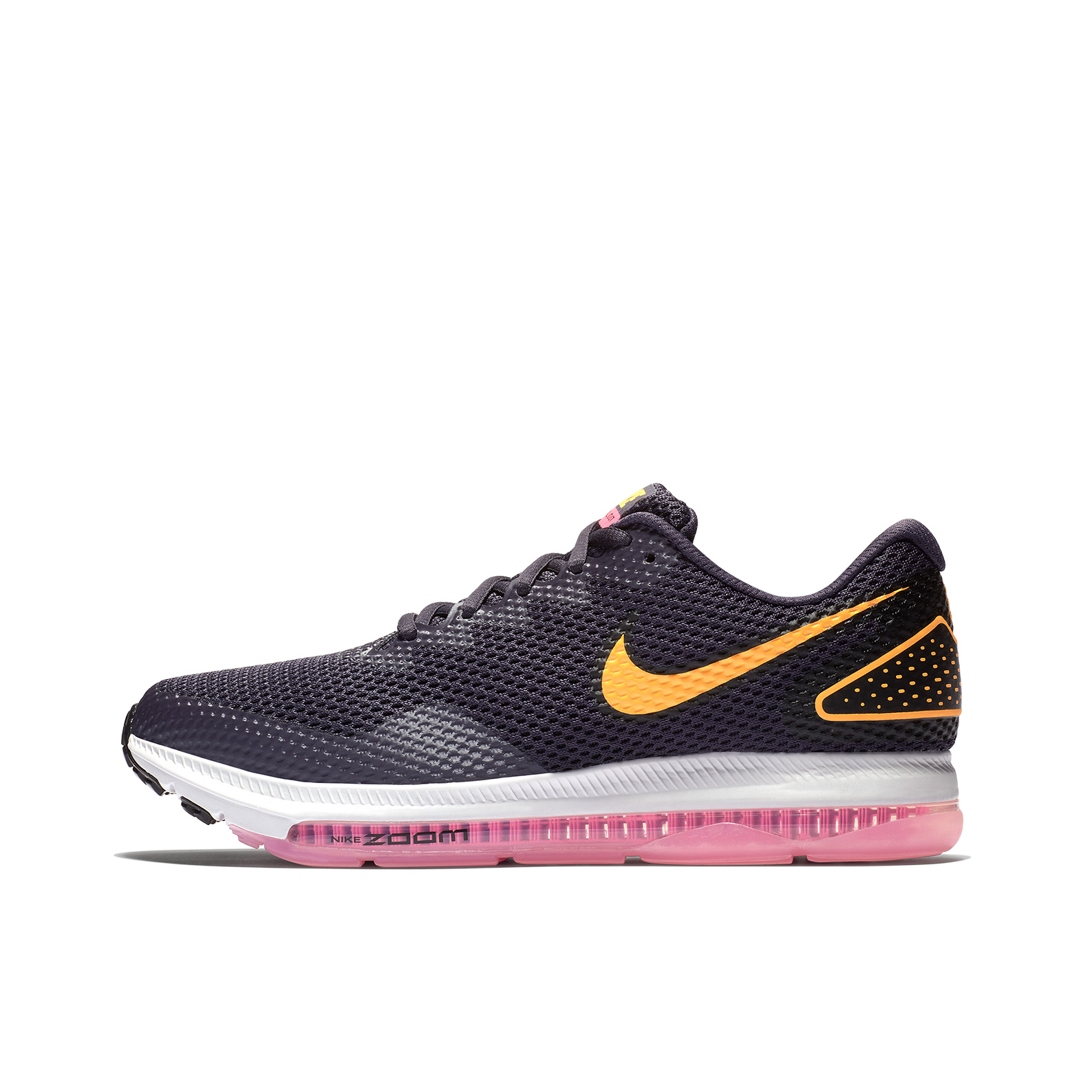 推荐商品：Nike Zoom All Out Low 2 跑鞋 防滑耐磨缓震气垫网面透气舒适轻便休闲运动织物防水 Gridiron/Laser Orange 黑橙粉