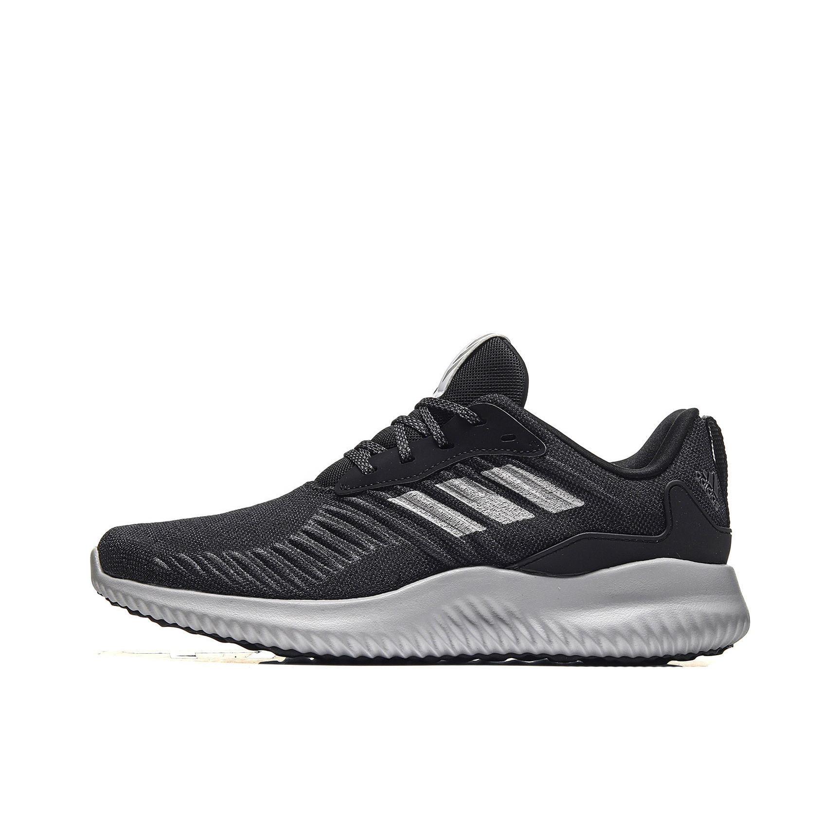 推荐商品：adidas Alpha Bounce RC 跑鞋 缓震轻便舒适休闲耐磨透气织物运动简洁圆头 Black/Grey/White 男款/黑色/灰尾