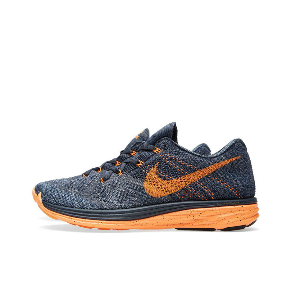 推荐商品：Nike Flyknit Lunar 3 跑鞋 百搭舒适透气防滑减震耐磨织物低帮 Dark Grey/Charcoal 灰橙