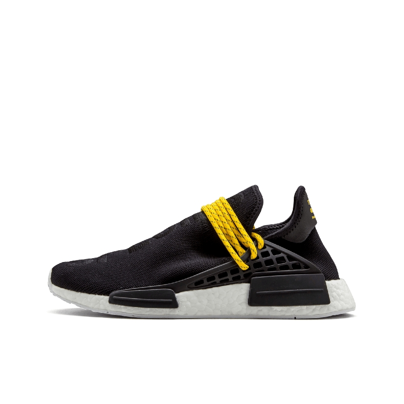 推荐商品：adidas Originals NMD Human Race 防滑耐磨 减震回弹 轻便透气 舒适百搭 织物 增高 运动休闲鞋 Species Black Pharrell Williams联名/黑色/黄色