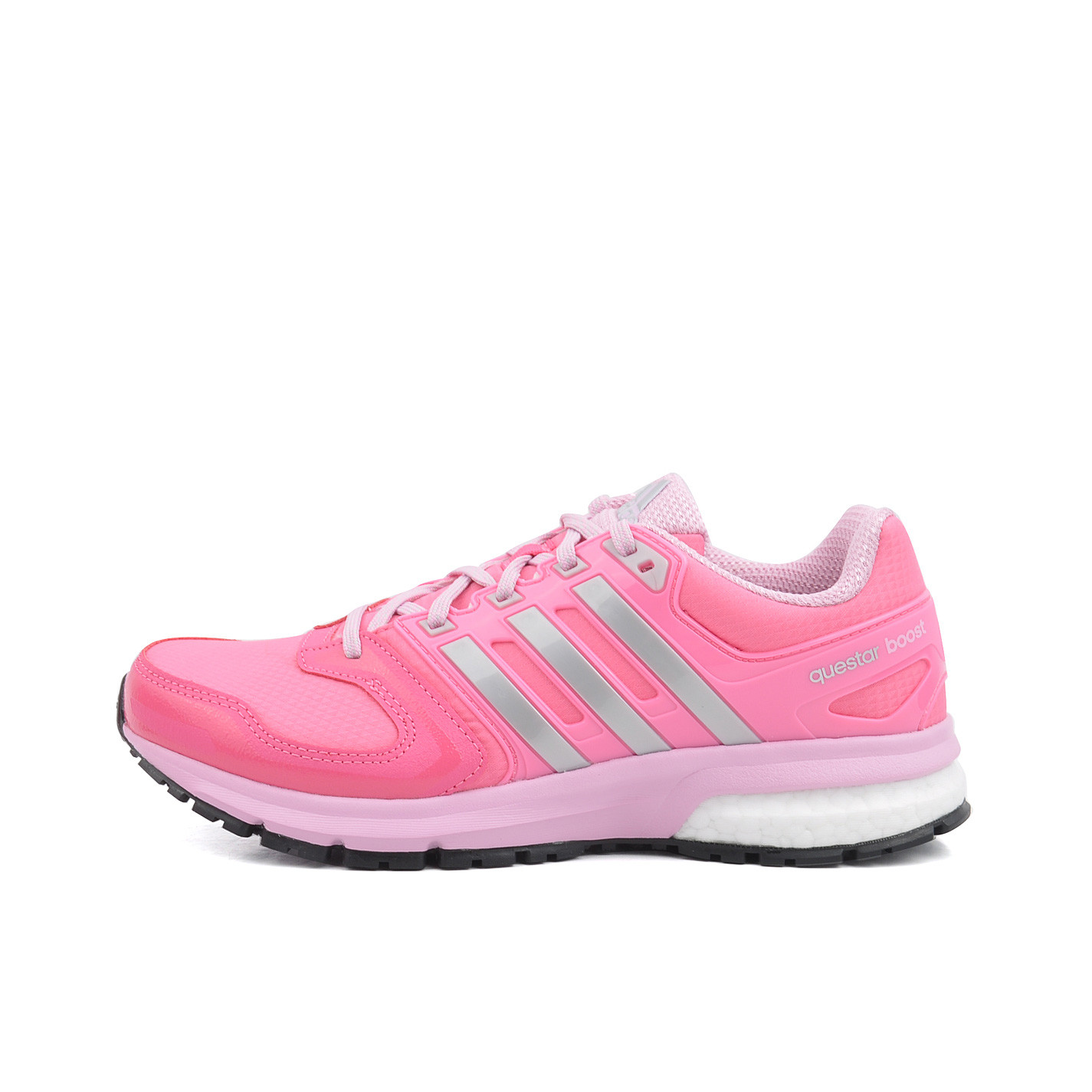 推荐商品：adidas adizero Boston Boost 5 跑鞋 轻便减震防滑耐磨 Raw Pink/Silver/White 粉/银