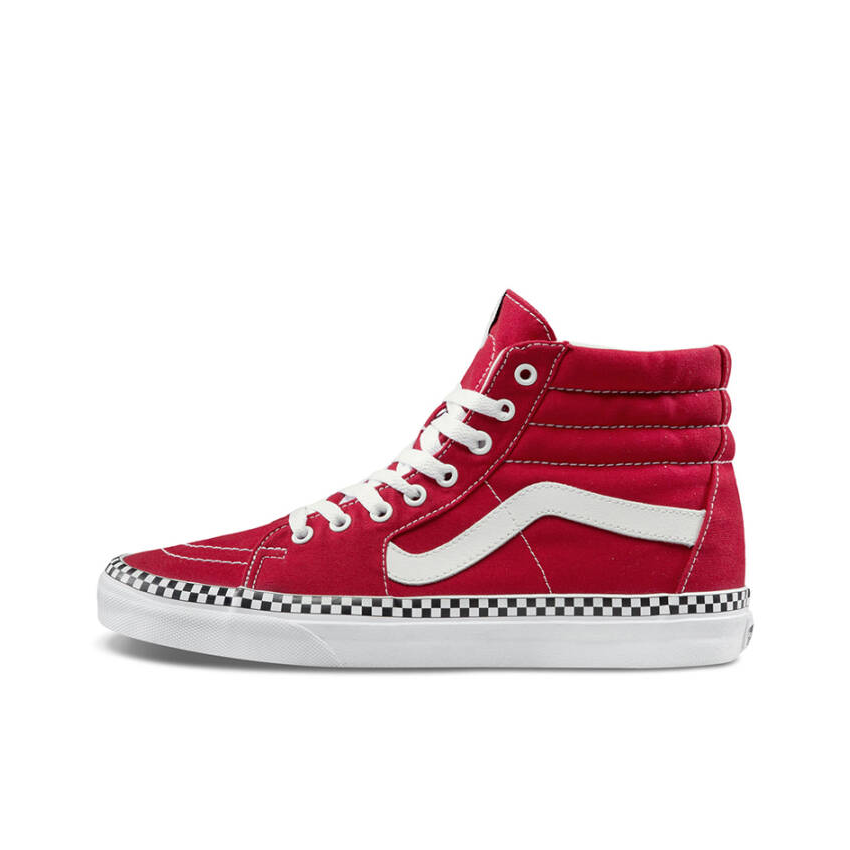 推荐商品：Vans/范斯 SK8-Hi 板鞋 潮流经典拼接复古街头厚底 Red/True   White 红白/格子