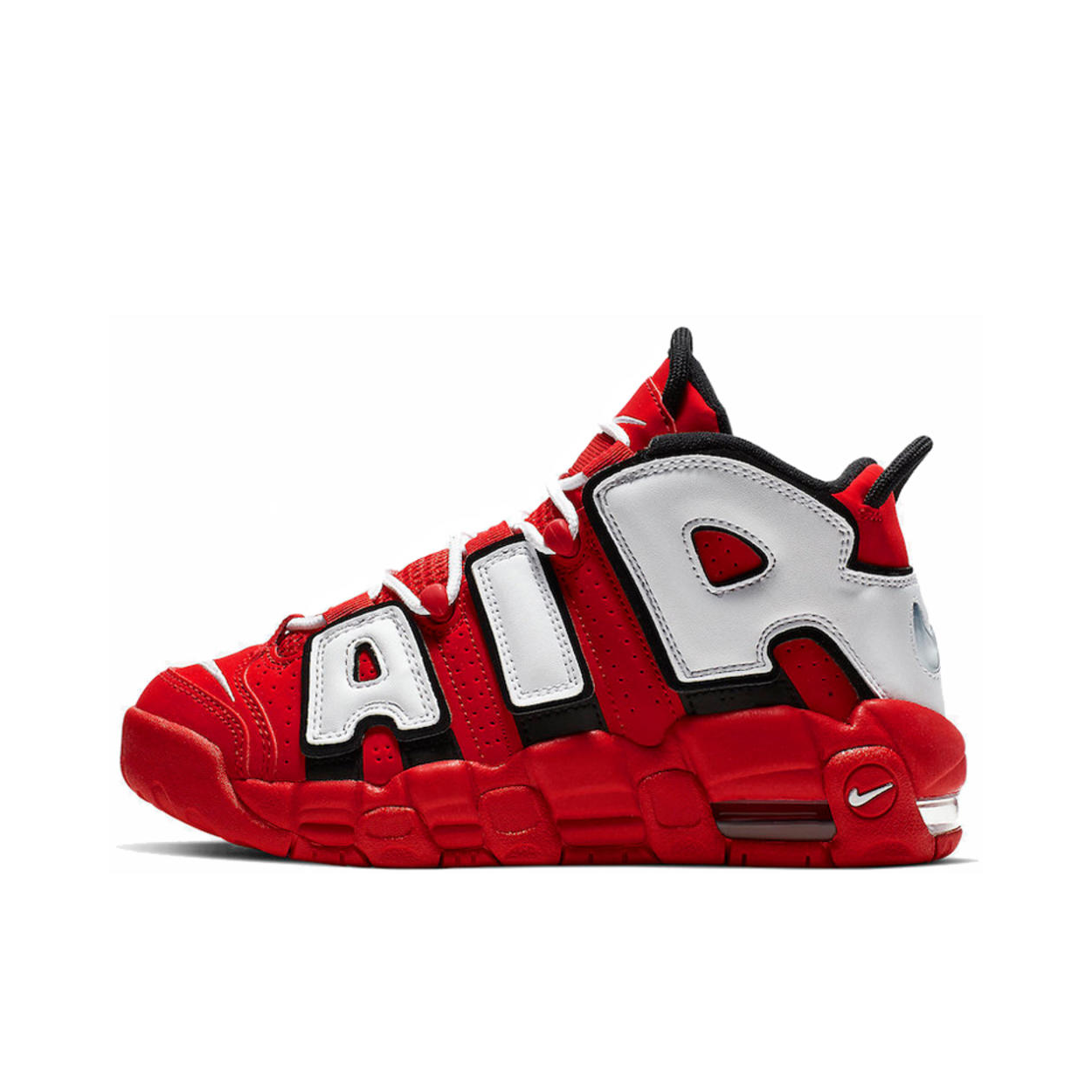 推荐商品：Nike Air More Uptempo 运动休闲鞋 缓震复古百搭防滑耐磨支撑圆头篮球风 University Red 红白黑