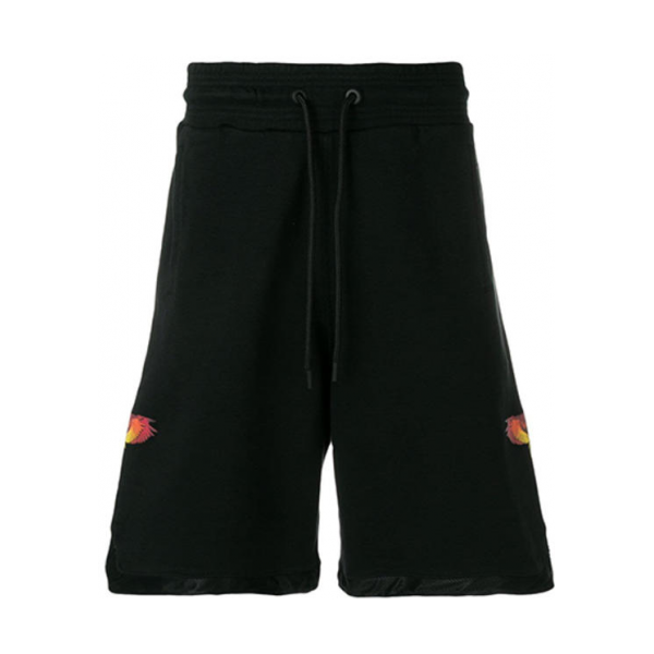 Marcelo Burlon 黑色棉质翅膀印花短裤 CMCI001S196300231088