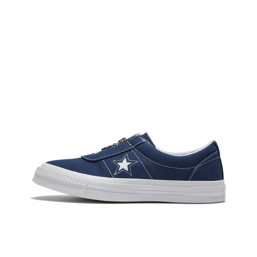推荐商品：Converse/匡威 One Star 翻毛皮 防滑 复古 星星鞋 板鞋 Navy/White 藏蓝拉链