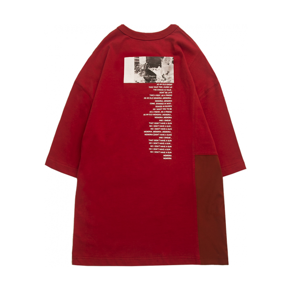 TNPE 拼接印花休闲短袖T恤 男女同款